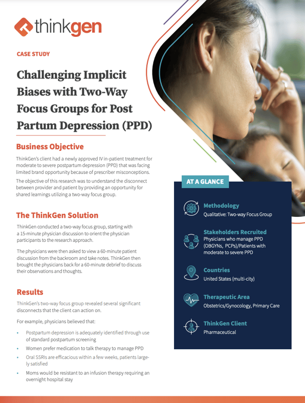 Challenging Implicit Biases with Two-Way Focus Groups for Post Partum Depression (PPD)